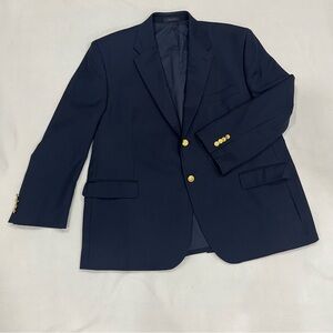 LAUREN RALPH LAUREN Navy Blue Blazer 46S Gold Button Mens Wool Jacket Sport Coat